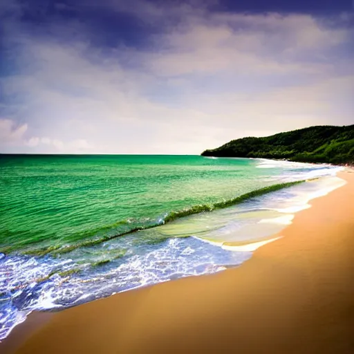Image similar to green beach, green ocean, green sky, photography