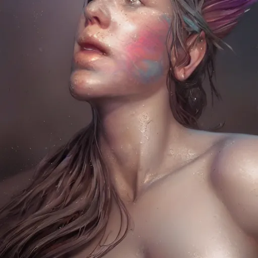 Image similar to photo realistic image of a mermaid, stunning 3 d render inspired art by istvan sandorfi and greg rutkowski, perfect facial symmetry, realistic, highly detailed attributes and atmosphere, dim volumetric cinematic lighting,