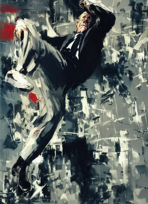 Prompt: j jonah jameson, painting by phil hale, fransico goya,'action lines '!!!, graphic style, visible brushstrokes, motion blur, blurry, visible paint texture, crisp hd image