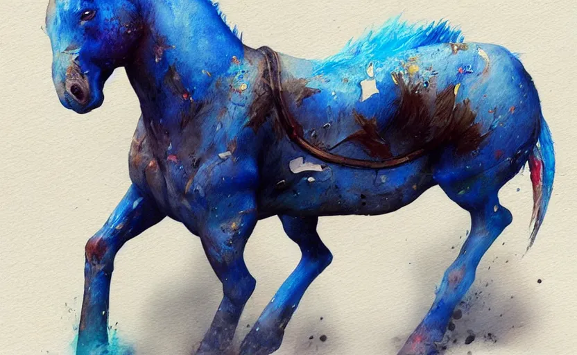 Image similar to a painting of pepsihorse trending on artstation in the style of greg rutkowski, 3 d, watercolor
