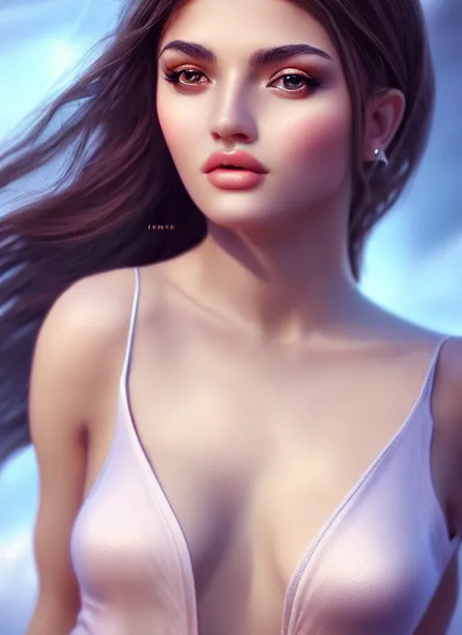 Image similar to a gorgeous greek female photo, professionally retouched, soft lighting, realistic, smooth face, full body shot, torso, dress, perfect eyes, sharp focus on eyes, 8 k, high definition, insanely detailed, intricate, elegant, art by artgerm and jason chan