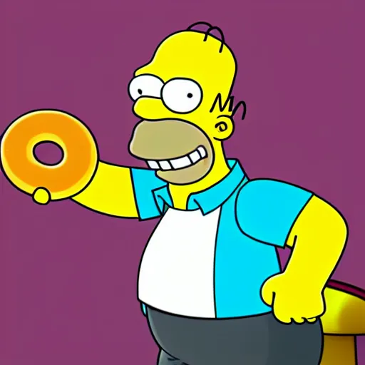 Prompt: Homer Simpson trying to steal a donut, XF IQ4, f/1.4, ISO 200, 1/160s, 8K, Sense of Depth, color and contrast corrected, Nvidia AI, Dolby Vision, in-frame