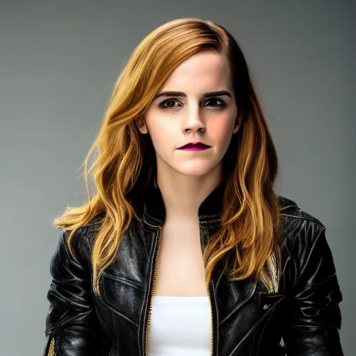 Prompt: Emma Watson as Black Canary, full shot, professional photography, f/22, 35mm, studio lighting