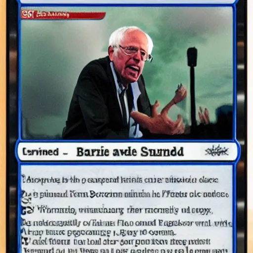 Image similar to bernie sanders on a magic the gathering card