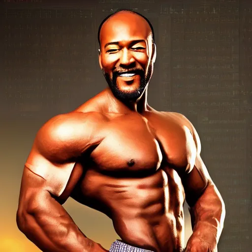 Image similar to marvin gaye with a physique of a body builder, hyper realistic, ultra detailed, cinematic, dynamic lighting, photorealistic, refined, intricate, digital art, digital painting, masterpiece, 8k,