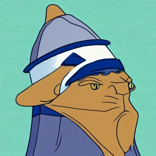 Prompt: the Sphinx in Egypt wearing a blue and white Dipper Pines hat with a blue pine tree logo