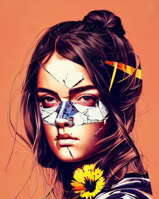 Image similar to girl artwork by sandra chevrier, golden hour, illustration, highly detailed, simple, no jagged lines, vector art, smooth, artstation