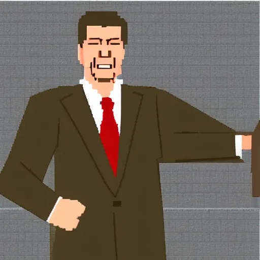 Prompt: Ronald Reagan Minecraft Skin
