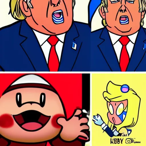 Image similar to kirby as donald trump