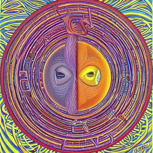 Image similar to I think therefore I am by Alex Grey