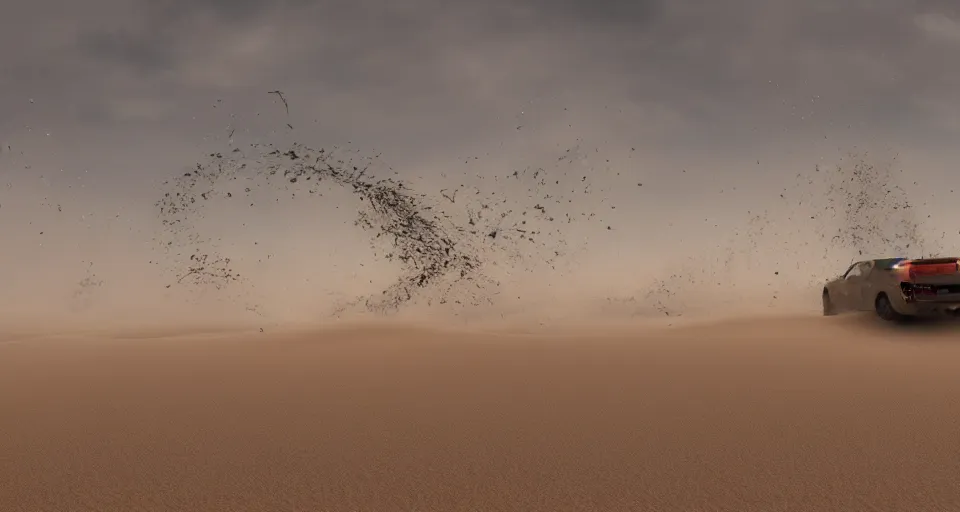 Image similar to a monster that is a tornado of sand over the desert, 4k, hyper detailed, photorealistic