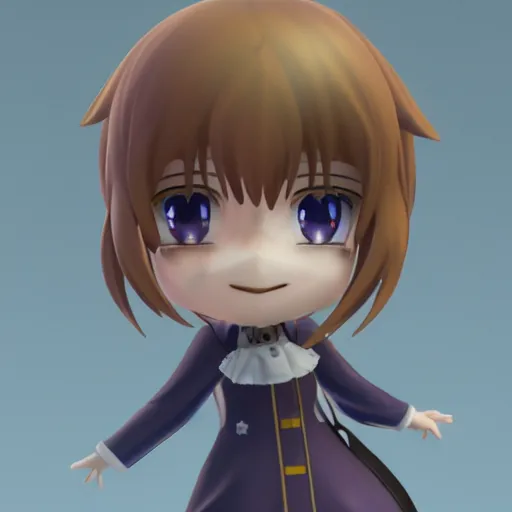 Image similar to 3d render of violet evergarden as a cute chibi figurine, blender, artstation