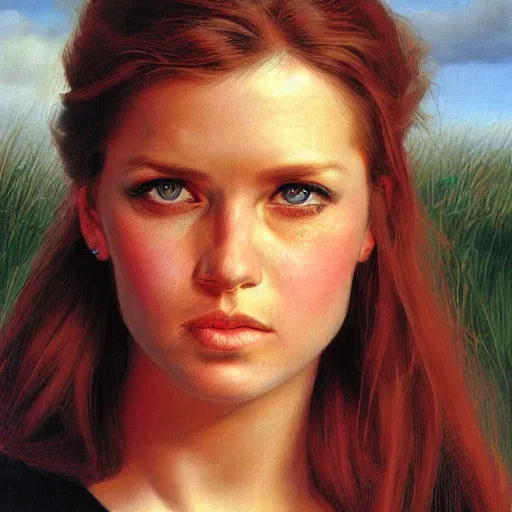 Prompt: Female Portrait, by Alex Horley.