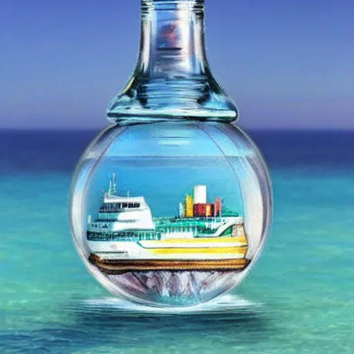 Image similar to a ship in a bottle !dream a ship in a bottle