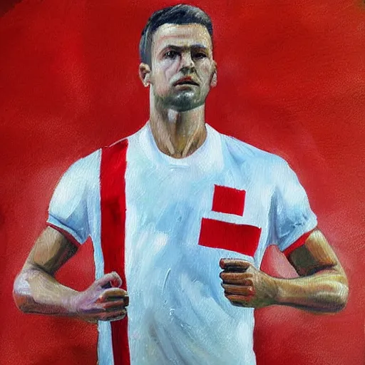 Image similar to polish football national team winning World Cup oil painting