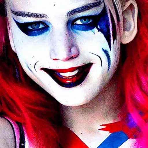 Prompt: Jennifer Lawrence as harley quinn from suicide squad