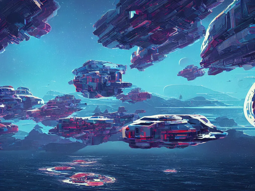 Prompt: floating asteroid mining colony by alena aenami, petros afshar