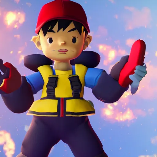 Prompt: ness as an overwatch character, 8 k, sfm