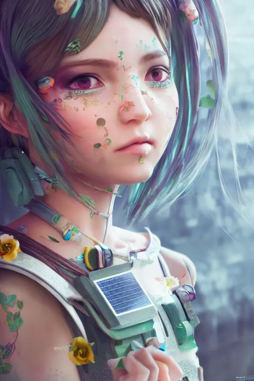 Image similar to solarpunk girl kawaii, ultra realistic, concept art, intricate details, highly detailed, photorealistic, octane render, 8 k