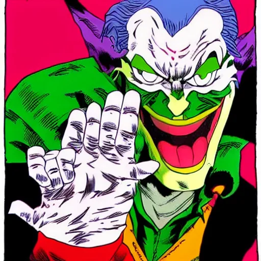 Image similar to the joker, by alan moore and akira toriyama