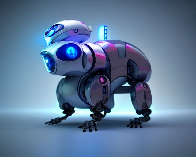 Prompt: futuristic ferret - shaped robot, 3 d octane render, cyberpunk ferret - shaped mechanical robot