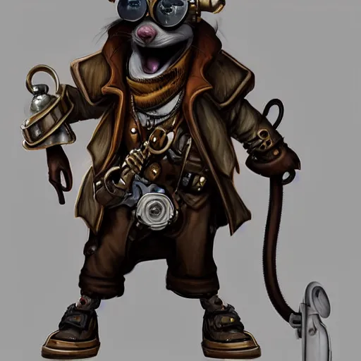 Image similar to a rat with steampunk googles, by Blizzard Concept Artists