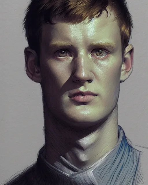 Prompt: medium - shot oil portrait of vislor turlough played by mark strickson at age 1 8, drawing in a sketchbook, from doctor who series, artstation, highly detailed digital painting, smooth, global illumination, fantasy art by greg rutkowsky, karl spitzweg, leyendecker