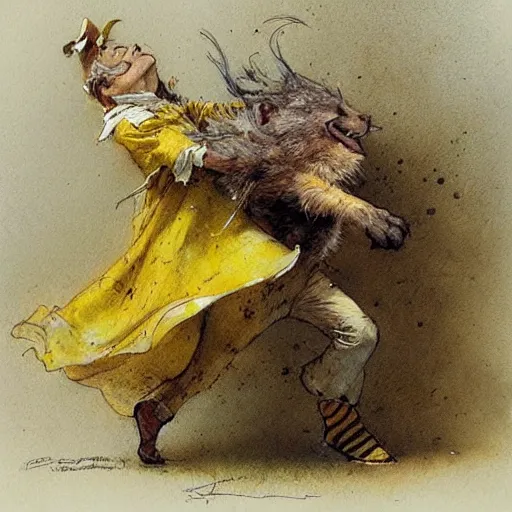 Prompt: ( ( ( ( ( yellow brick road. muted colors. ) ) ) ) ) by jean - baptiste monge!!!!!!!!!!!!!!!!!!!!!!!!!!!