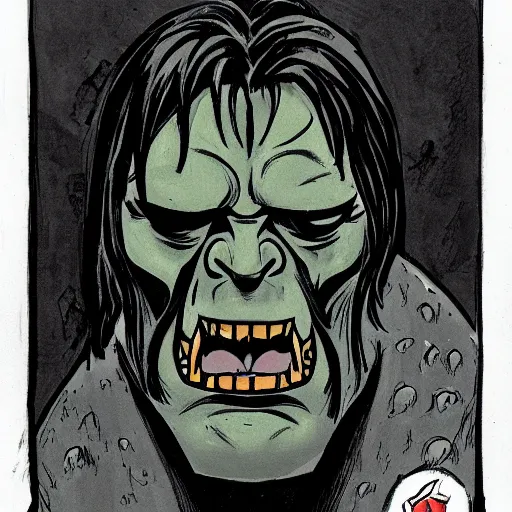 Prompt: moria orc, portrait, in the style of mike mignola