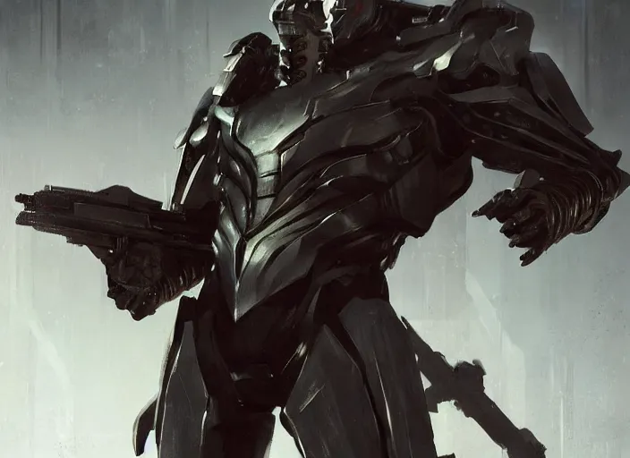 Image similar to senator steven armstrong from metal gear rising revengeance by greg rutkowski