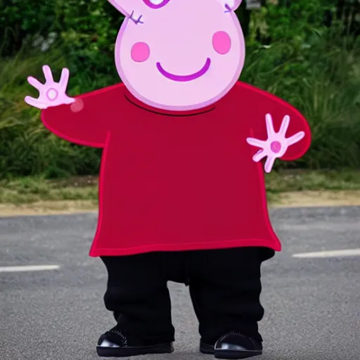 Image similar to peppa pig dressed like a gangster