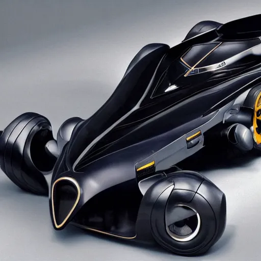 Image similar to Batmobile designed by Bugatti, full image, Batmobile, promotional photo Batmobile