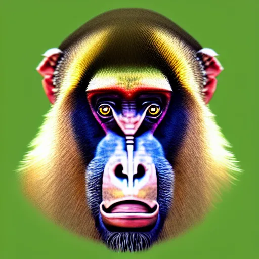 Prompt: digital art logo, gently smiling mandrill, big forehead, by Jonathan romeo , ultradetailed, trending on artstation,