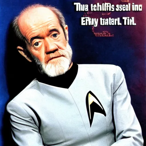 Prompt: george carlin on star trek the original series, tv show, sci fi,