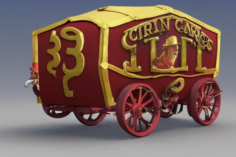 Image similar to 3d sculpt of a circus wagon, artstaton, League of Legends, red dead redemption2, digital illustration