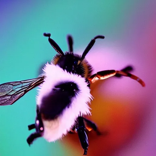 Image similar to a cute bee streaming on twitch with microphone