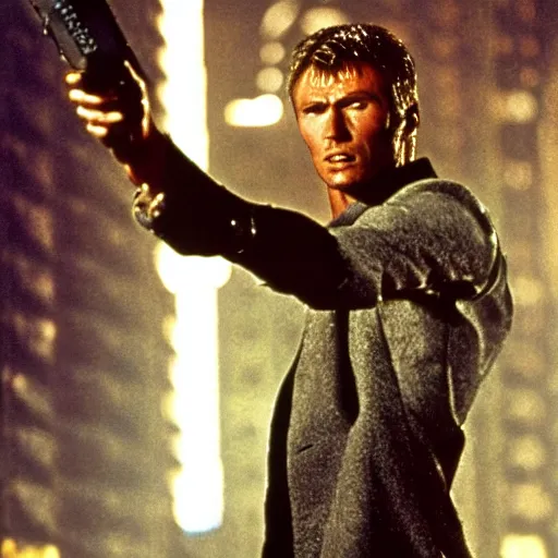 Prompt: Clint Eastwood in bladerunner