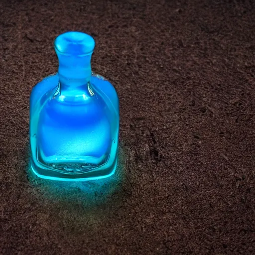 Image similar to blue flame in a bottle, 4 k, photography, highly detailed