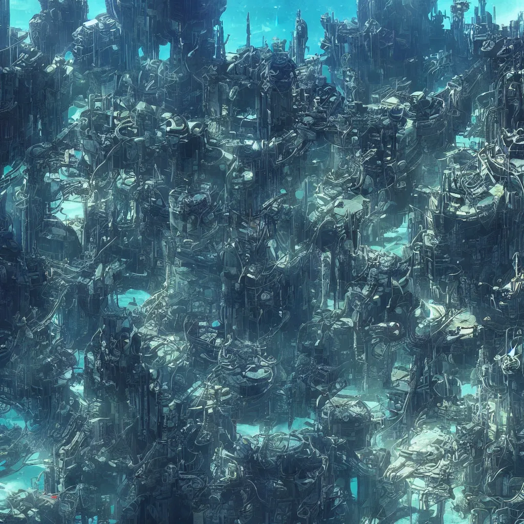 Prompt: underwater city, cyberpunk Atlantis