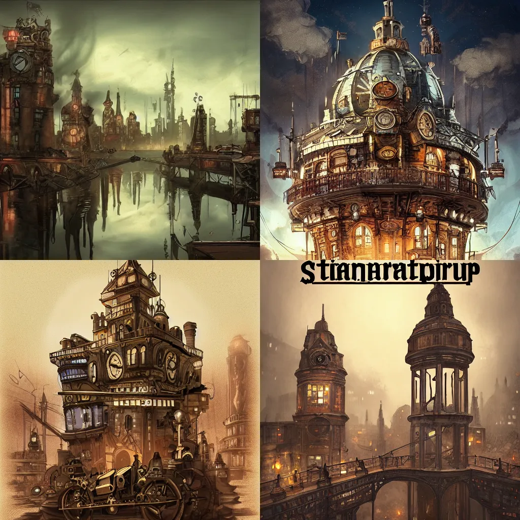 Prompt: steampunk stockholm, trending on artstation