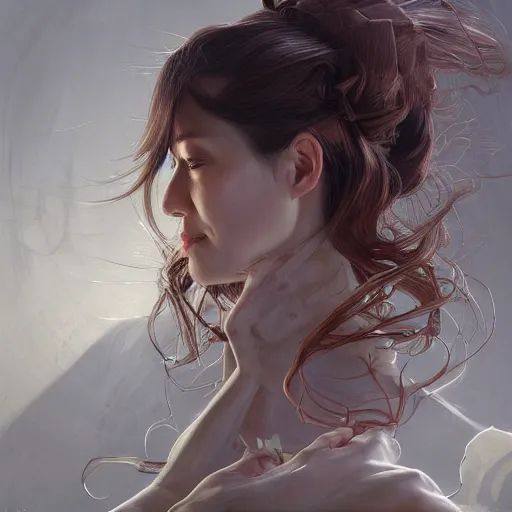 Prompt: Alissa Sugawara, physically accurate, dynamic lighting, intricate, elegant, highly detailed, digital painting, artstation, HR GIGER, Hieronymus Bosch, Francis Bacon, concept art, smooth, sharp focus, illustration, art by artgerm and greg rutkowski and alphonse mucha