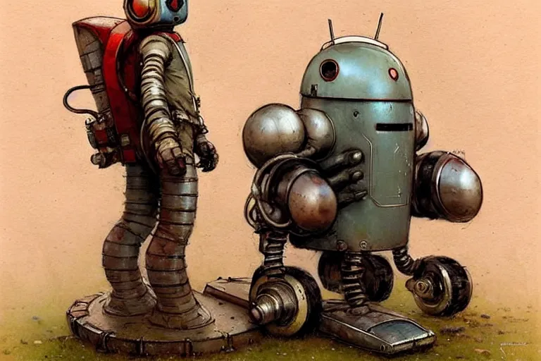 Image similar to adventurer ( ( ( ( ( 1 9 5 0 s retro future robot android mouse rv rocket tank robot. muted colors. ) ) ) ) ) by jean baptiste monge!!!!!!!!!!!!!!!!!!!!!!!!! chrome red