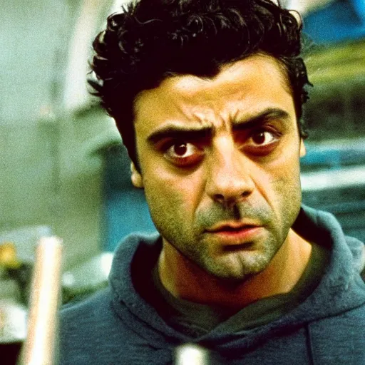 Prompt: a still of Oscar Isaac in Slime City (1988)