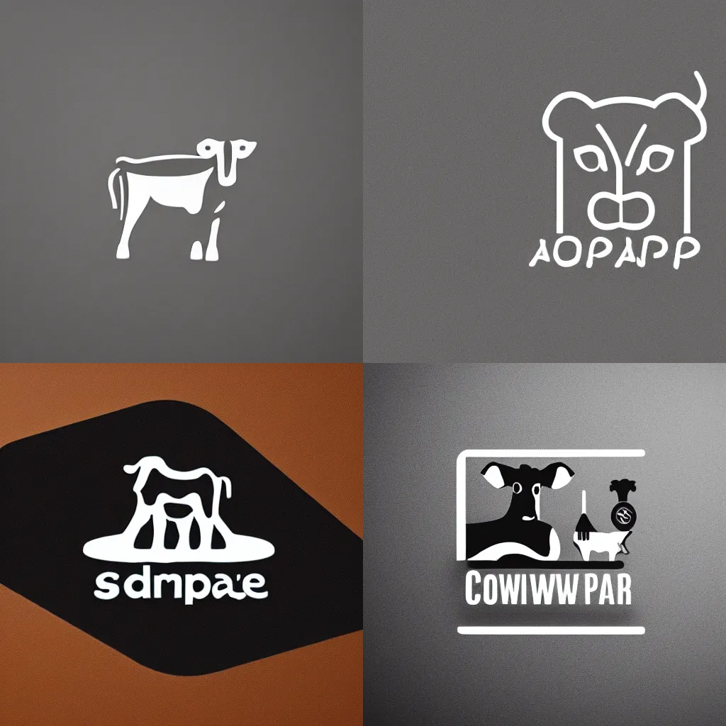 Prompt: an app simplistic modern logo for a cow restaurant for cow