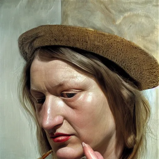 Prompt: high quality high detail painting by lucian freud, hd, exotic woman portrait, photorealistic lighting