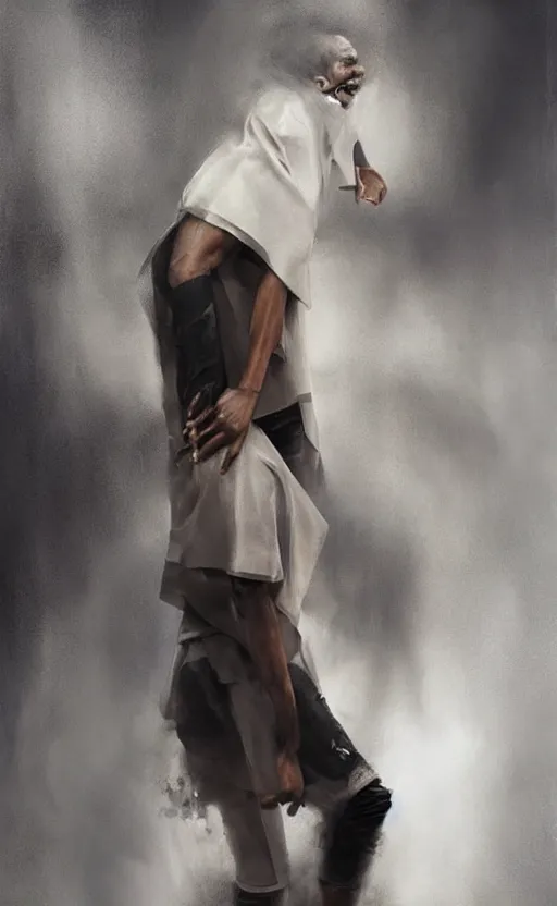 Prompt: kevin durant wearing rick owens by zhaoming wu, nick alm