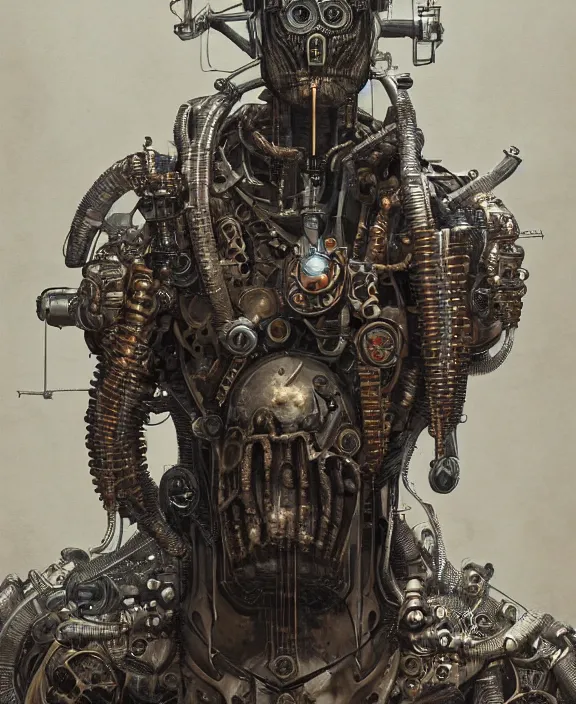 Image similar to a detailed portrait of a steampunk cyborg man, by hr giger and beksinski and stephan martiniere, 4 k resolution, detailed, 3 d render, unreal engine, octane render, trending on artstation