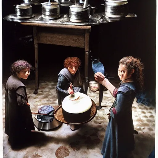 Prompt: an orch from Lord of the Rings baking a cake, photo by annie leibovitz