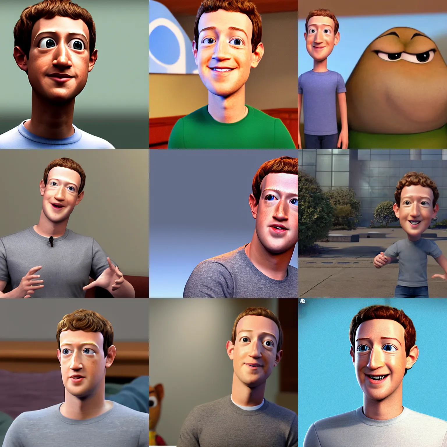 Prompt: screenshot of mark zuckerberg in a pixar movie. 3 d rendering. unreal engine. amazing likeness. very detailed. cartoon caricature.