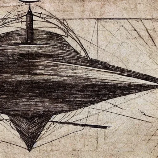 Prompt: davinci drawing of warp drive ship diagram, highly detailed